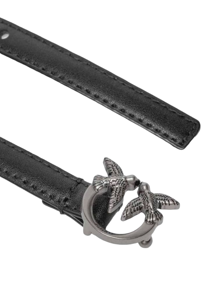Pinko Love Berry H1 Belt — Black Cowhide | Accessory: Zinc