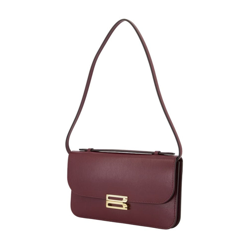 Victoria Beckham Midi Dorian Pochette Shoulder Bag — Burgundy Calfskin