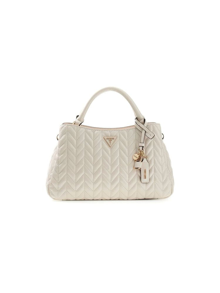 Guess Quilted Polyurethane Top Handle Bag — Beige