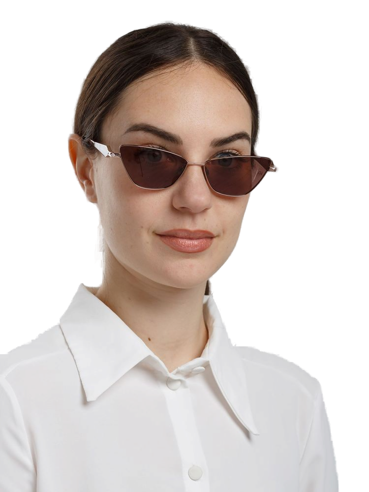 Ana Hickmann Ah3347 Metal Cat-Eye Sunglasses — Rose Gold