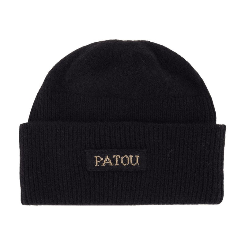 Patou Ac0788041999b Wool Ribbed Beanie — Black Beanies