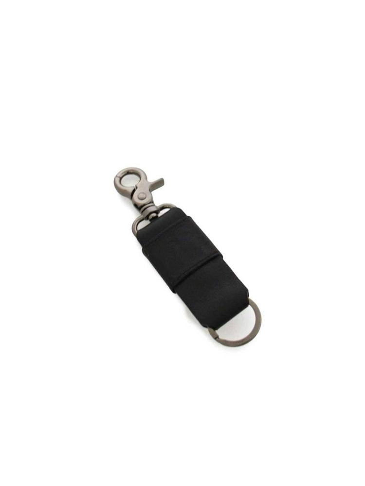Momo Design Leather With Logo Plaque Key Case — Black Genuine Keychains