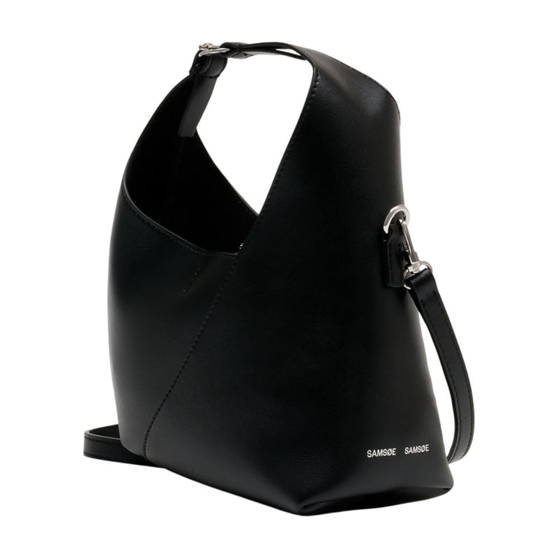 Samsøe Calfskin Hobo Shoulder Bag — Black