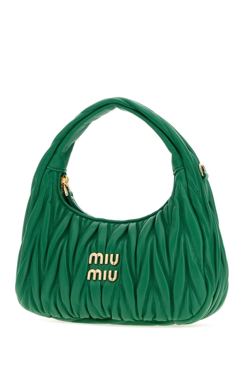 Miu Miu Quilted Nappa Leather Shoulder Bag — Green Agnello