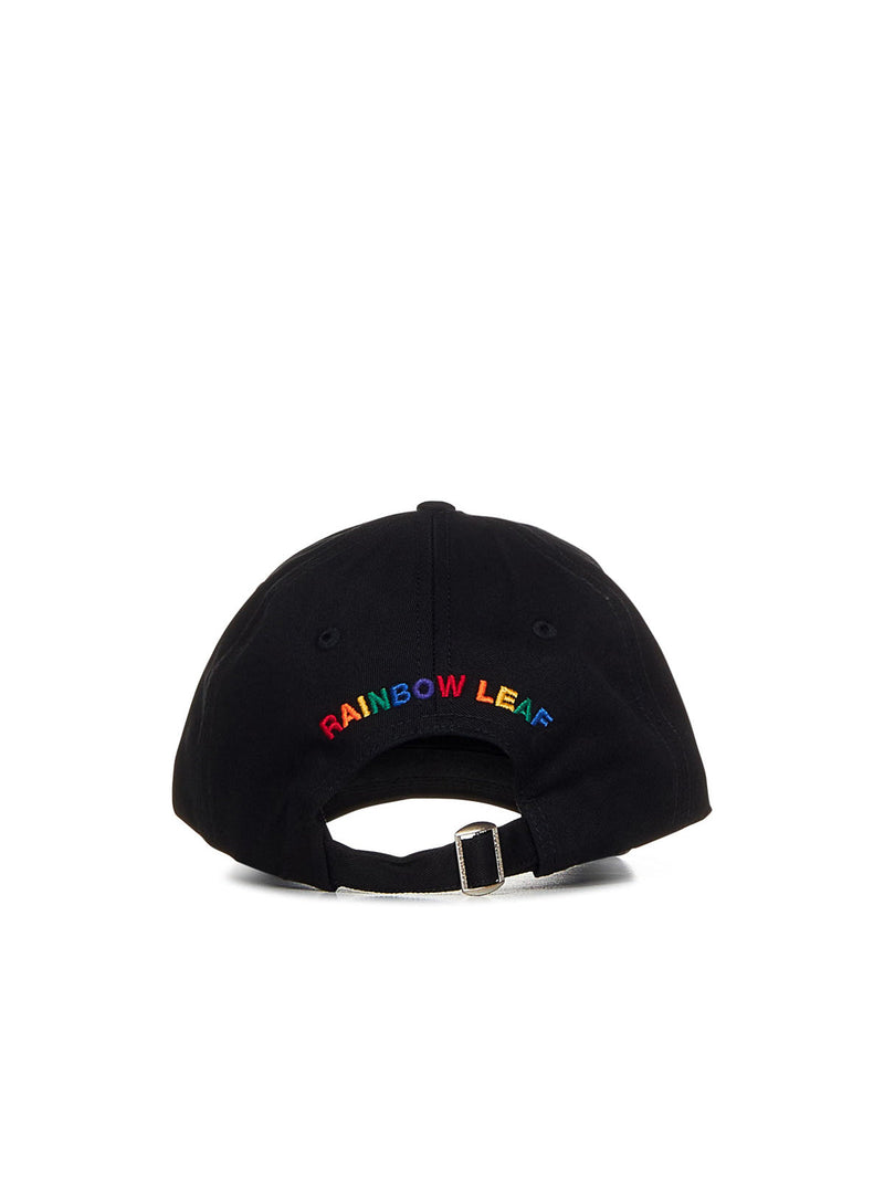 Dsquared2 Bcm071805c000022124 Rainbow Leaf Logo Baseball Cap — Black Cotton Caps