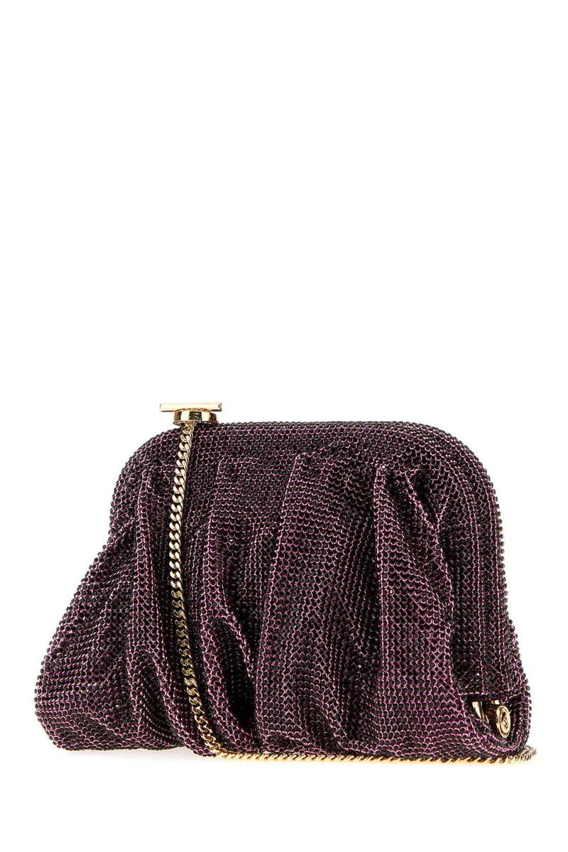 Benedetta Bruzziches Rhinestone Mesh Clutch — Purple