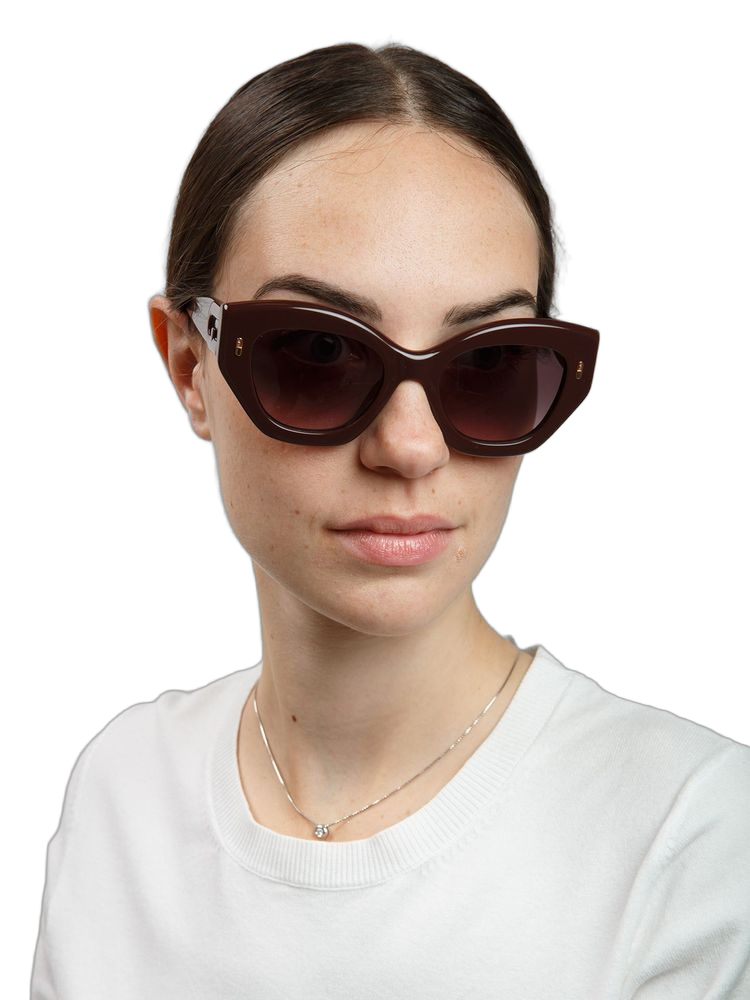 Furla Sfu985 Cat-Eye Gradient Lens Acetate Sunglasses — Brown
