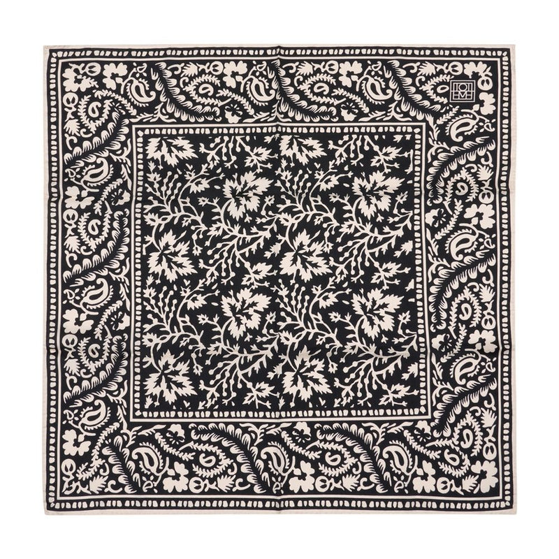 Toteme Lace-Patterned Silk Scarf — Black Scarfs