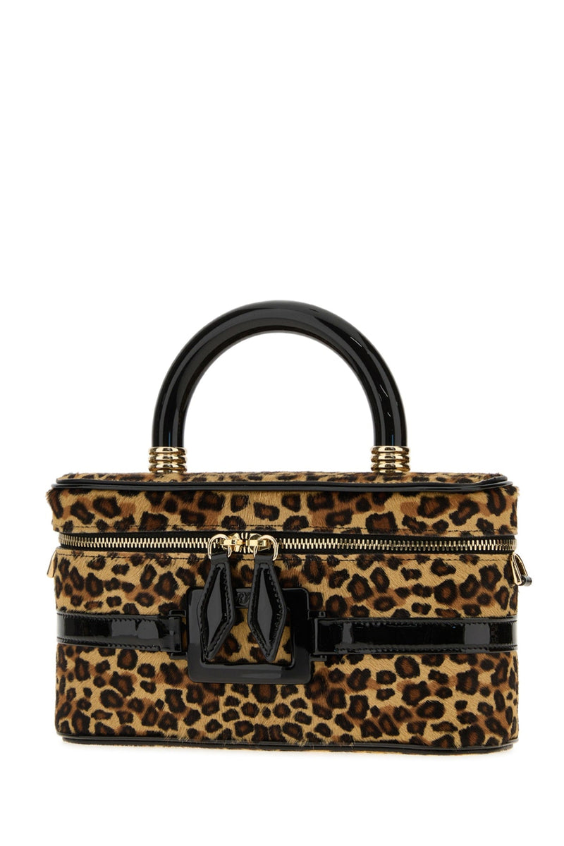 Roger Vivier Leopard-Print Calf Hair Top Handle Bag — Brown