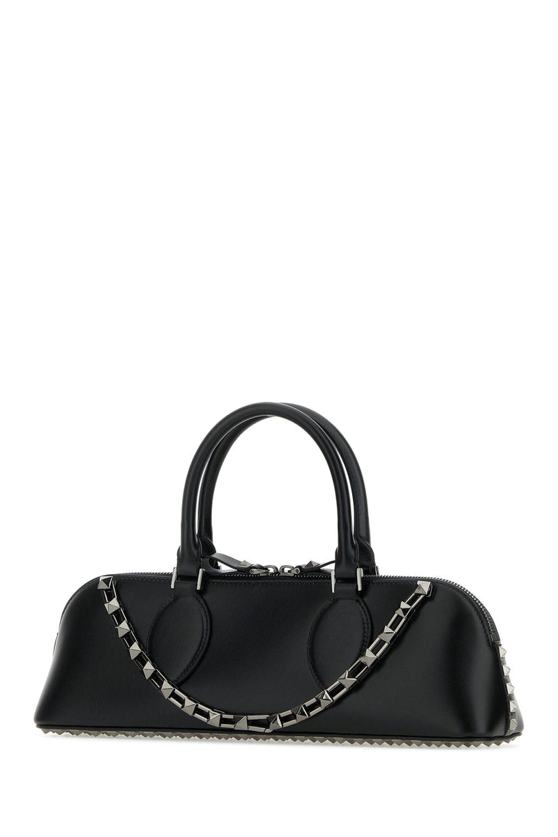 Valentino Garavani Studded Calf Leather Top Handle Bag — Black - Bos Taurus