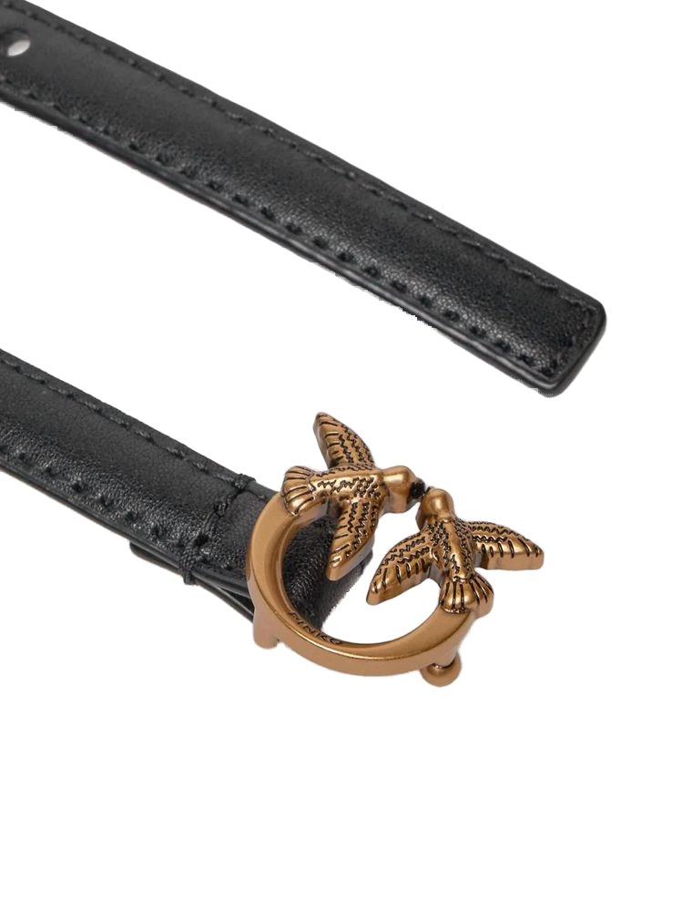 Pinko Belt — Black Cowhide | Accessory: Zinc