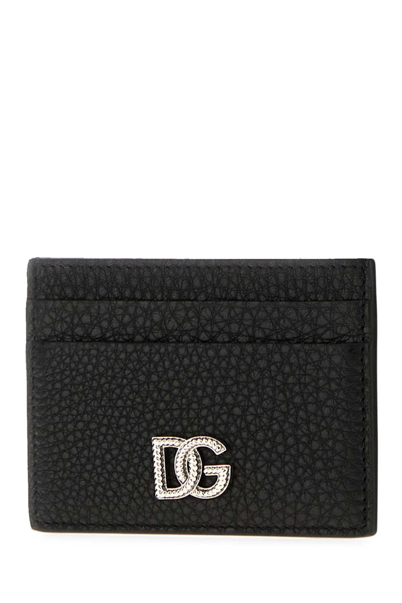 Dolce & Gabbana Logo-Embossed Leather Card Case — Black Cases