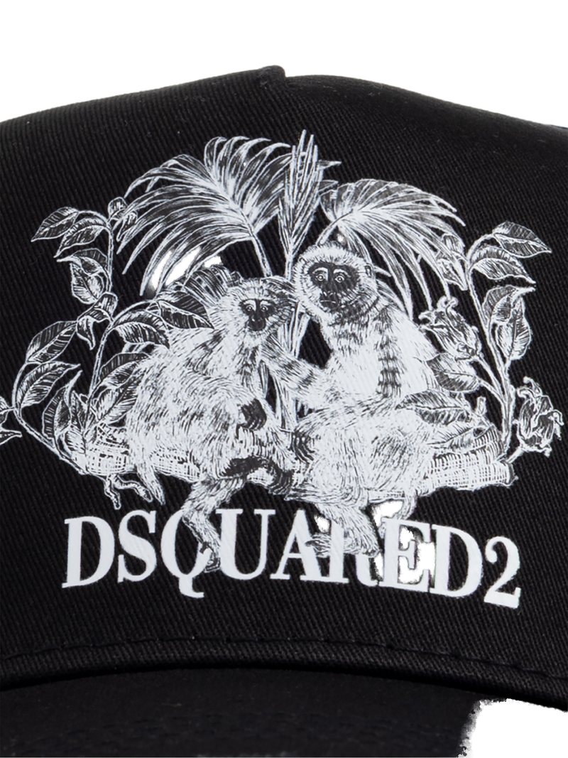 Dsquared2 Bcm098205c000012124 Logo-Embroidered Baseball Cap — Black Cotton Caps