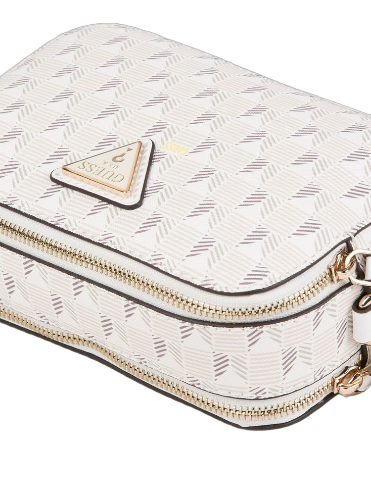 Guess Chevron-Quilted Crossbody Bag — Beige Polyurethane