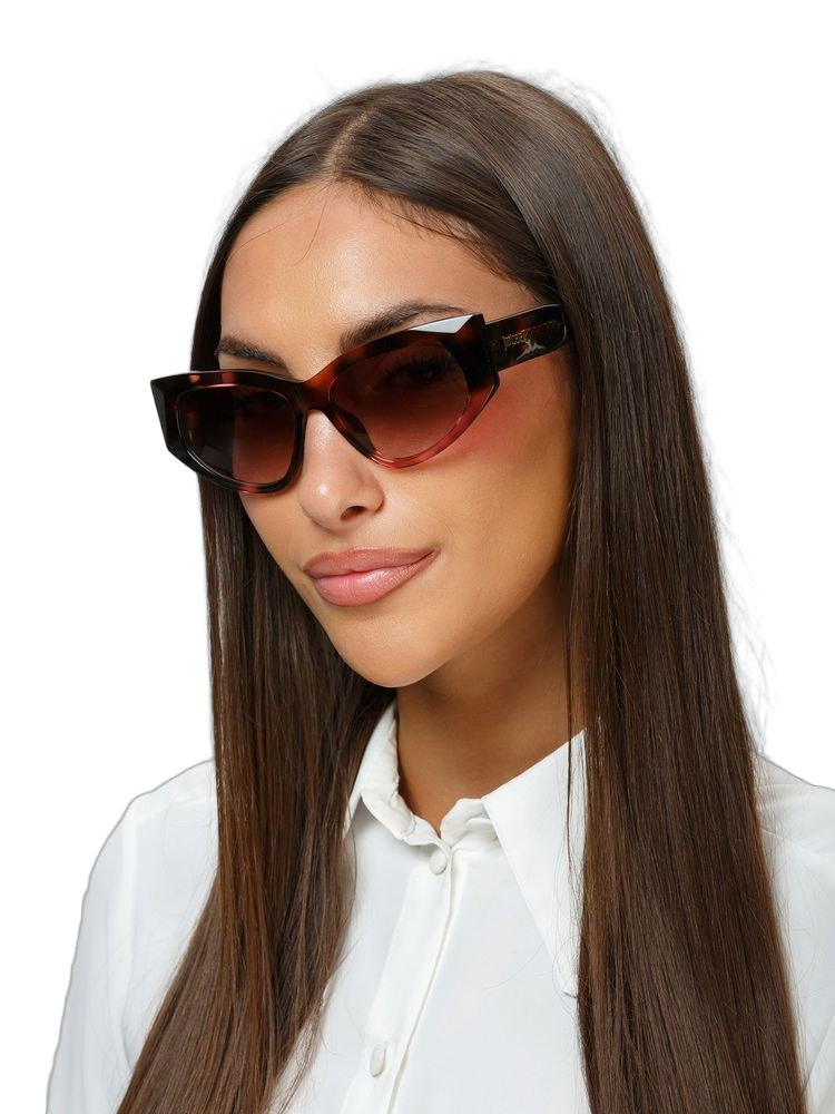 Just Cavalli Sjc169 Gradient-Tinted Cat-Eye Sunglasses — Brown Acetate