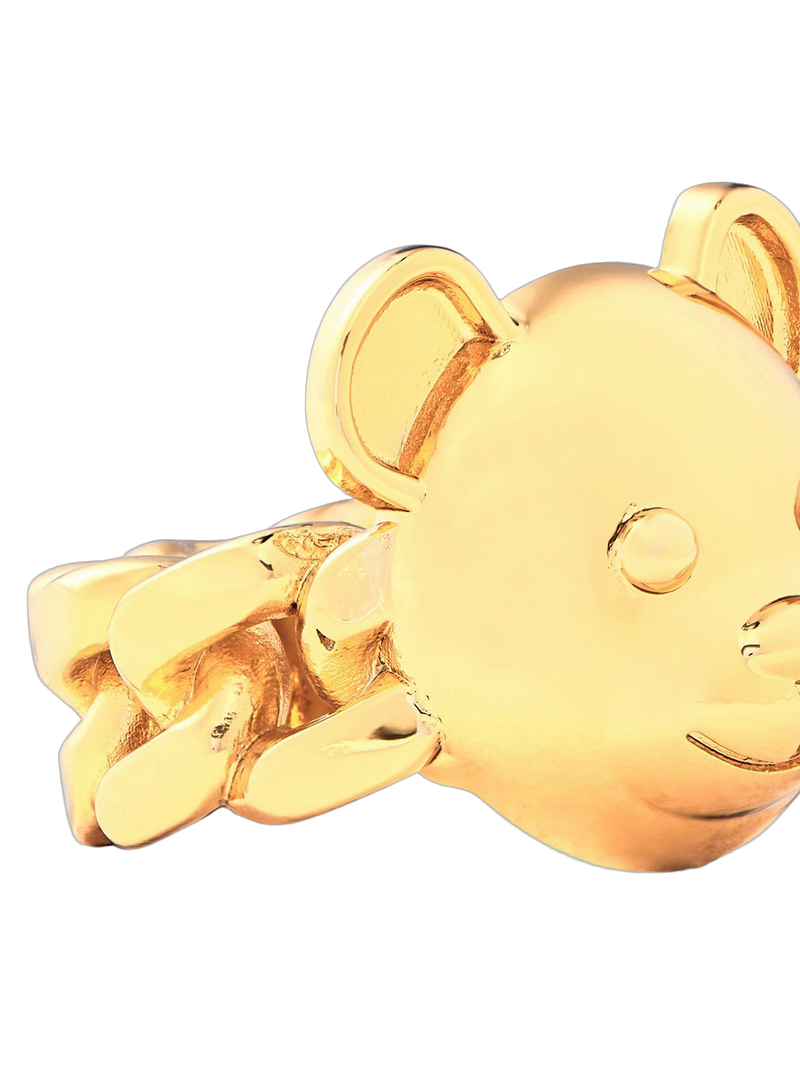 Moschino Teddy Bear Logo Ring — Gold Brass Rings
