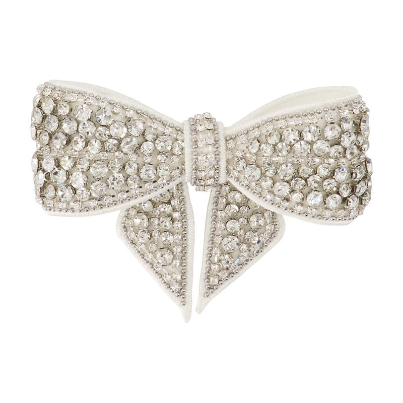Self-Portrait Crystal-Embellished Bow Hair Clip — White Synthetic Pins Claws & Clips