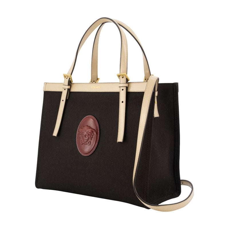 Versace Medusa Emblem Calfskin Tote Bag — Black