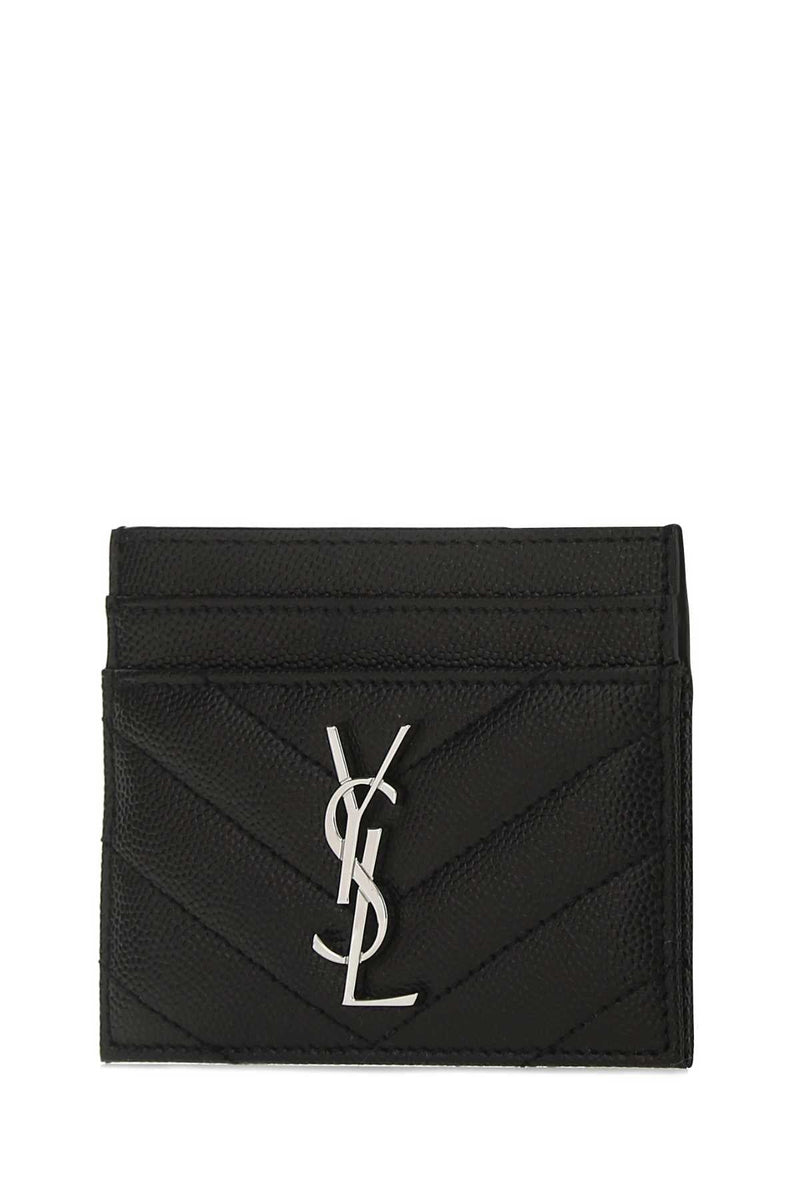 Saint Laurent Monogram Quilted Leather Card Case — Black Wallet