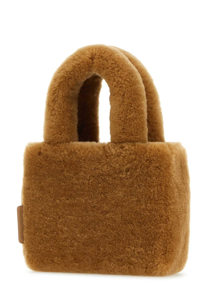 Amina Muaddi Mano Top Handle Bag — Camel