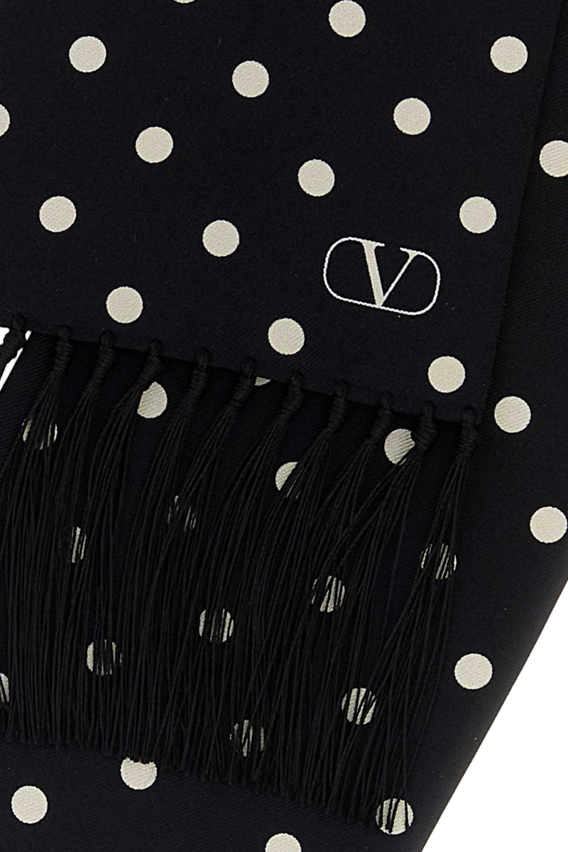 Valentino Garavani Polka-Dot Silk Scarf — Black Exterior: Scarfs