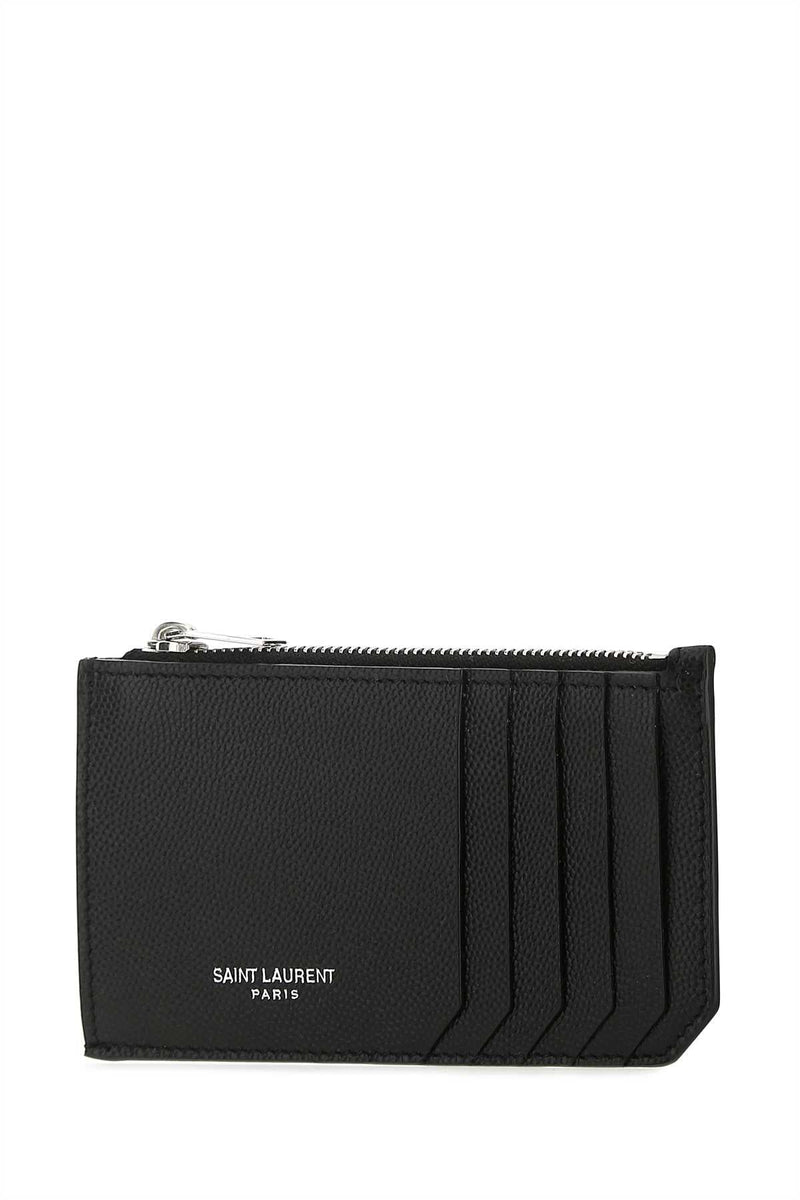 Saint Laurent Pebbled Calfskin Wallet — Black