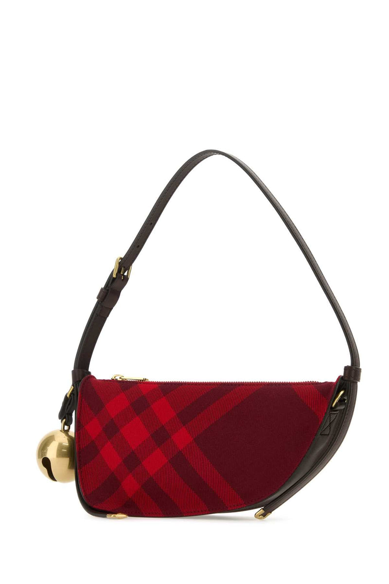 Burberry Check Pattern Shoulder Bag — Red