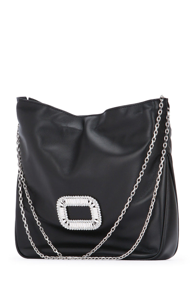 Roger Vivier Pocket Shoulder Bag — Black Leather