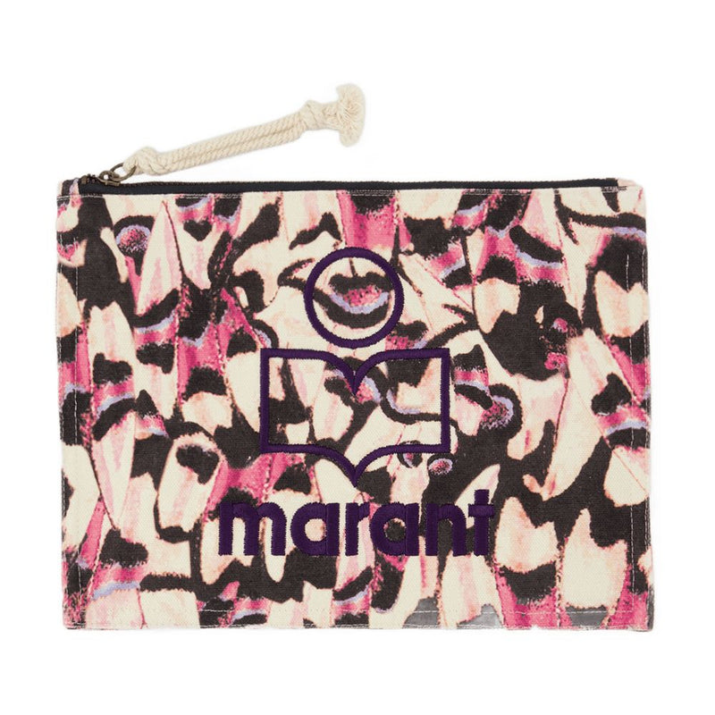 Isabel Marant Abstract Print Cotton Clutch — Multicolor