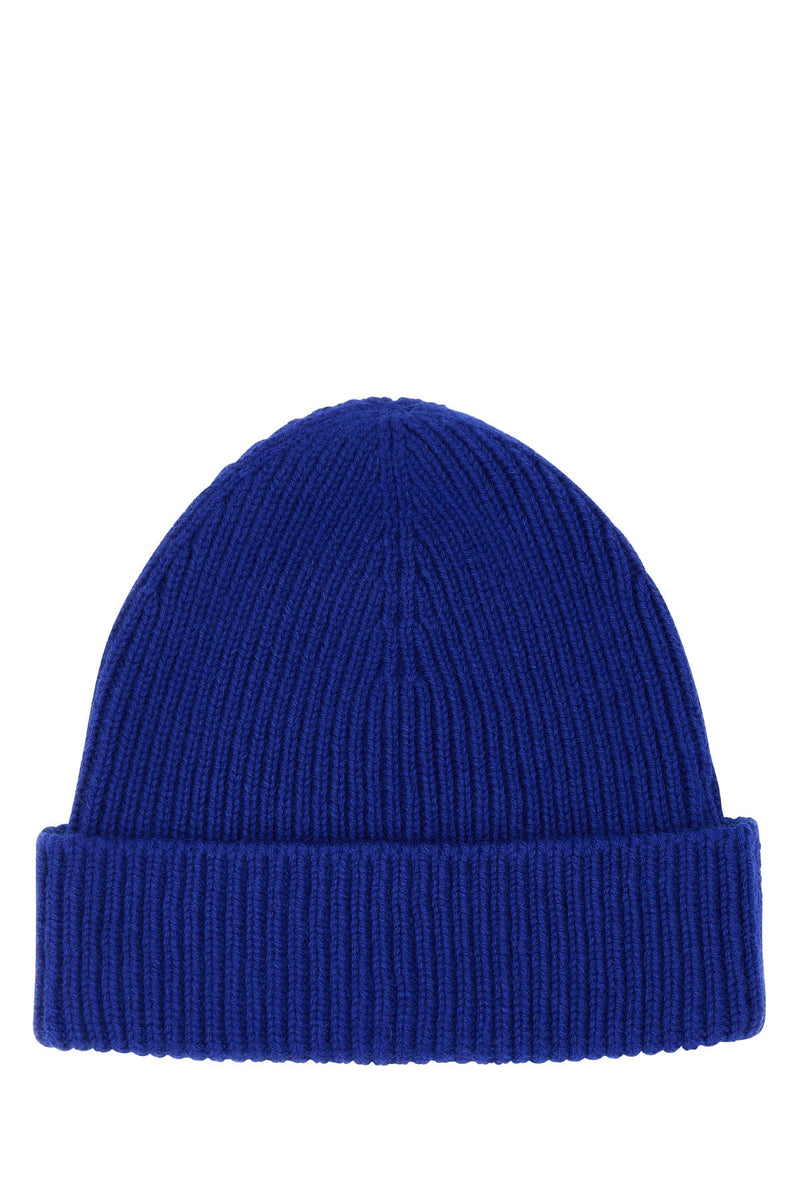 Burberry 8078810 Rib-Knit Beanie — Blue Wool Beanies