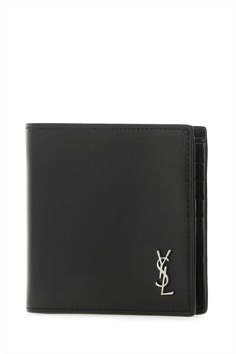 Saint Laurent Leather Wallet — Black Exterior