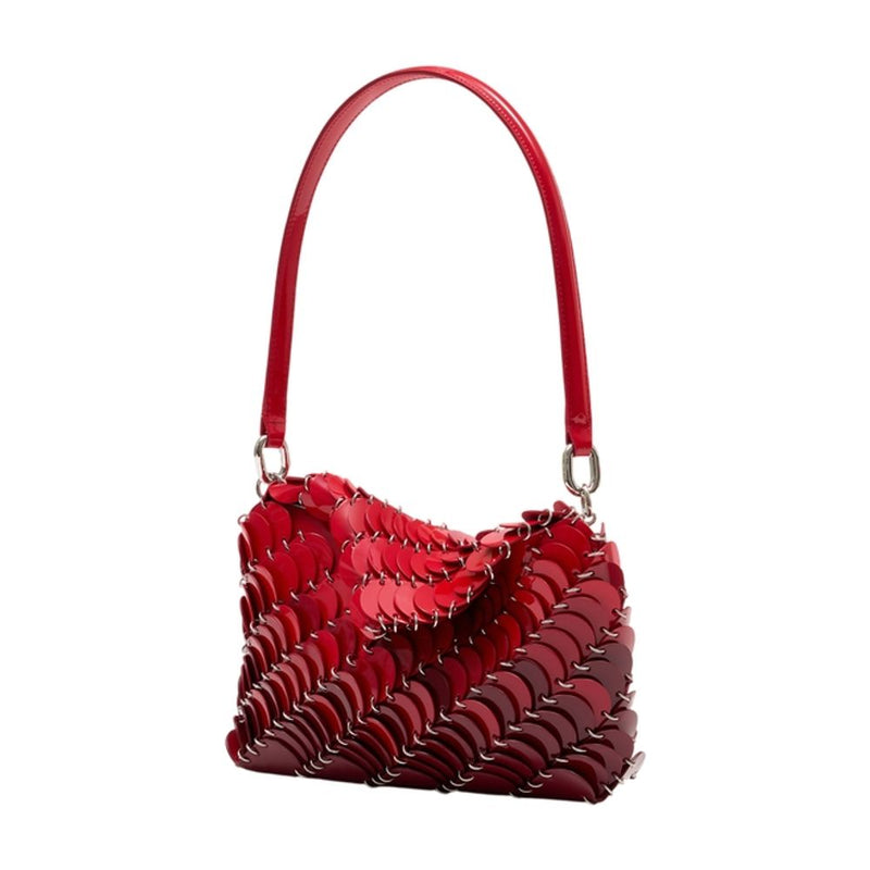 Rabanne Scallop-Appliqué Calfskin Shoulder Bag — Red