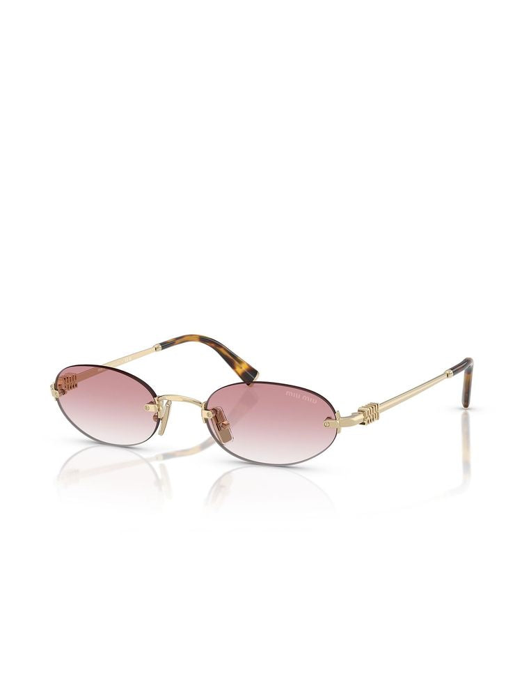 Miu Miu A54s Logo-Embellished Metal Sunglasses — Pink