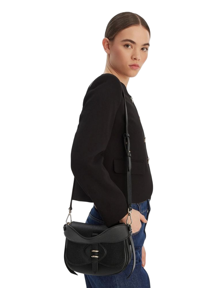 Coccinelle Micro Grainy Leather Top Handle Bag — Black