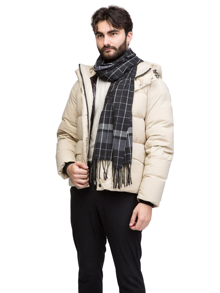 Momo Design Plaid Woven Scarf — Black Acrylic Scarfs