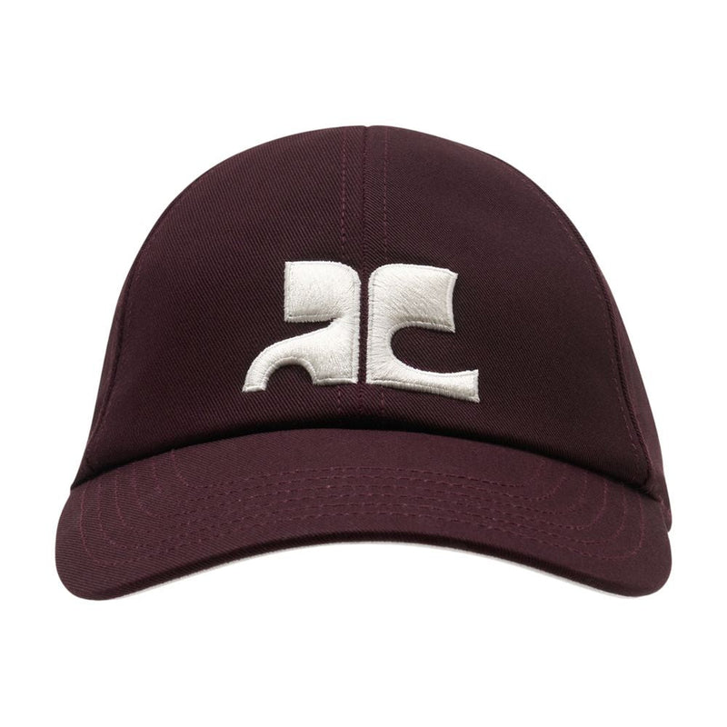 Courreges 326tct050co0134-4010 Ac Logo Cotton Baseball Cap — Burgundy Caps