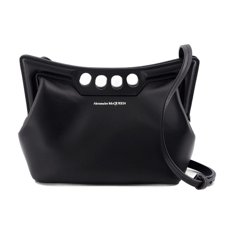 Alexander Mcqueen The Mini Peak Crossbody Bag — Black Calfskin