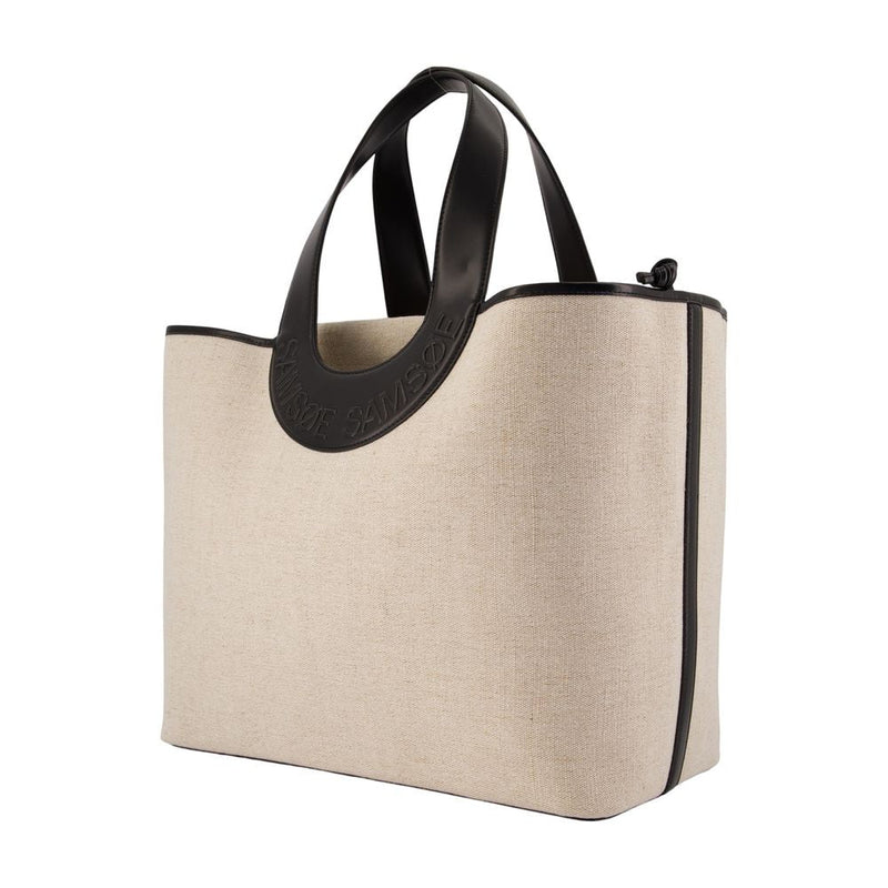 Samsøe Cotton Canvas Shopper Tote Bag — Beige