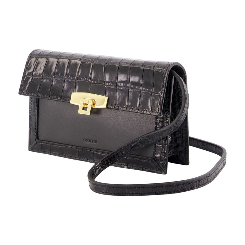 Coperni Crocodile-Embossed Cowhide Crossbody Bag — Black