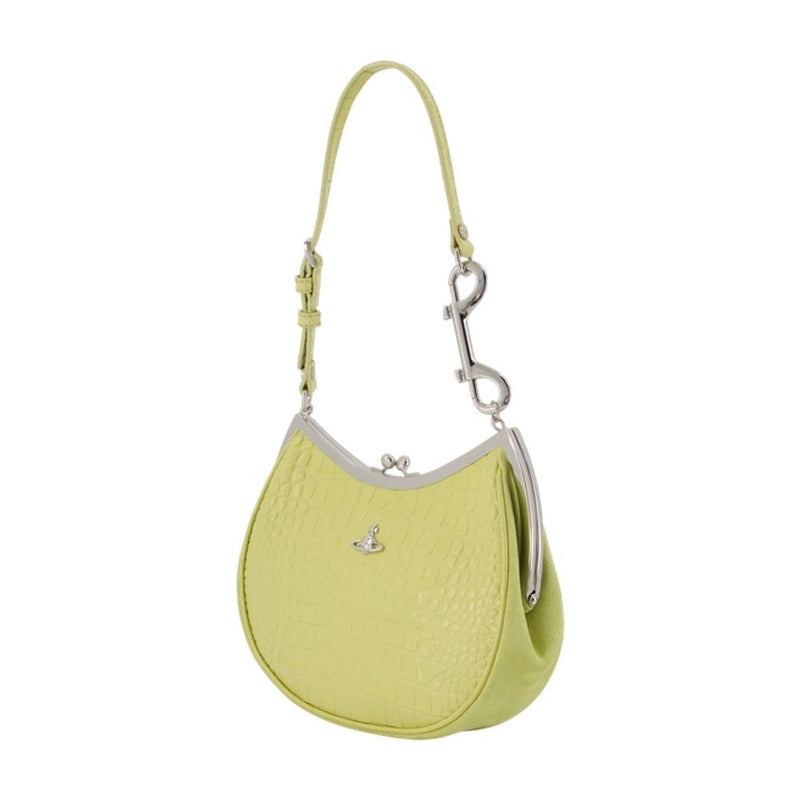 Vivienne Westwood Croc-Embossed Calfskin Shoulder Bag — Yellow