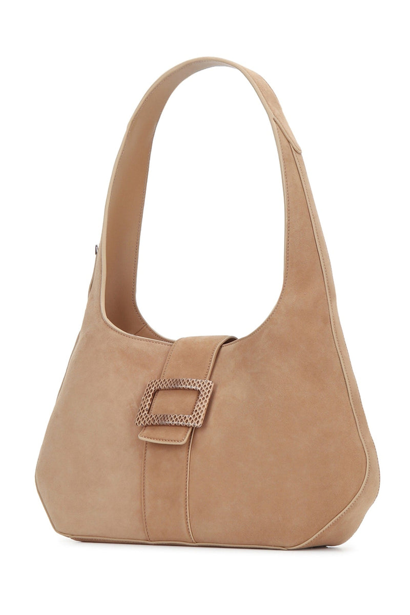 Roger Vivier Hobo Bag — Beige Suede