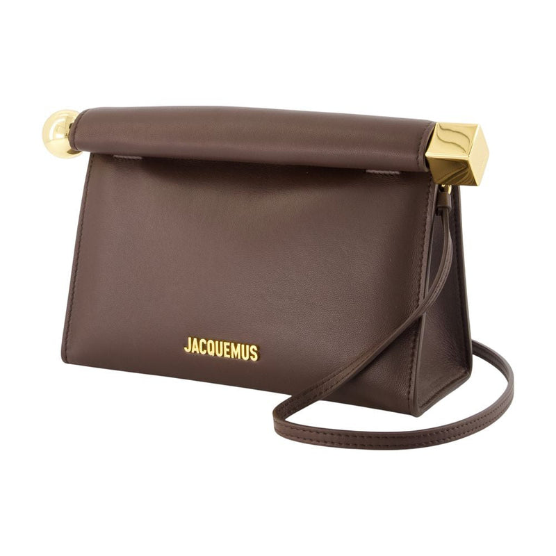 Jacquemus Le Sac Rond Carré Shoulder Bag — Brown Lambskin