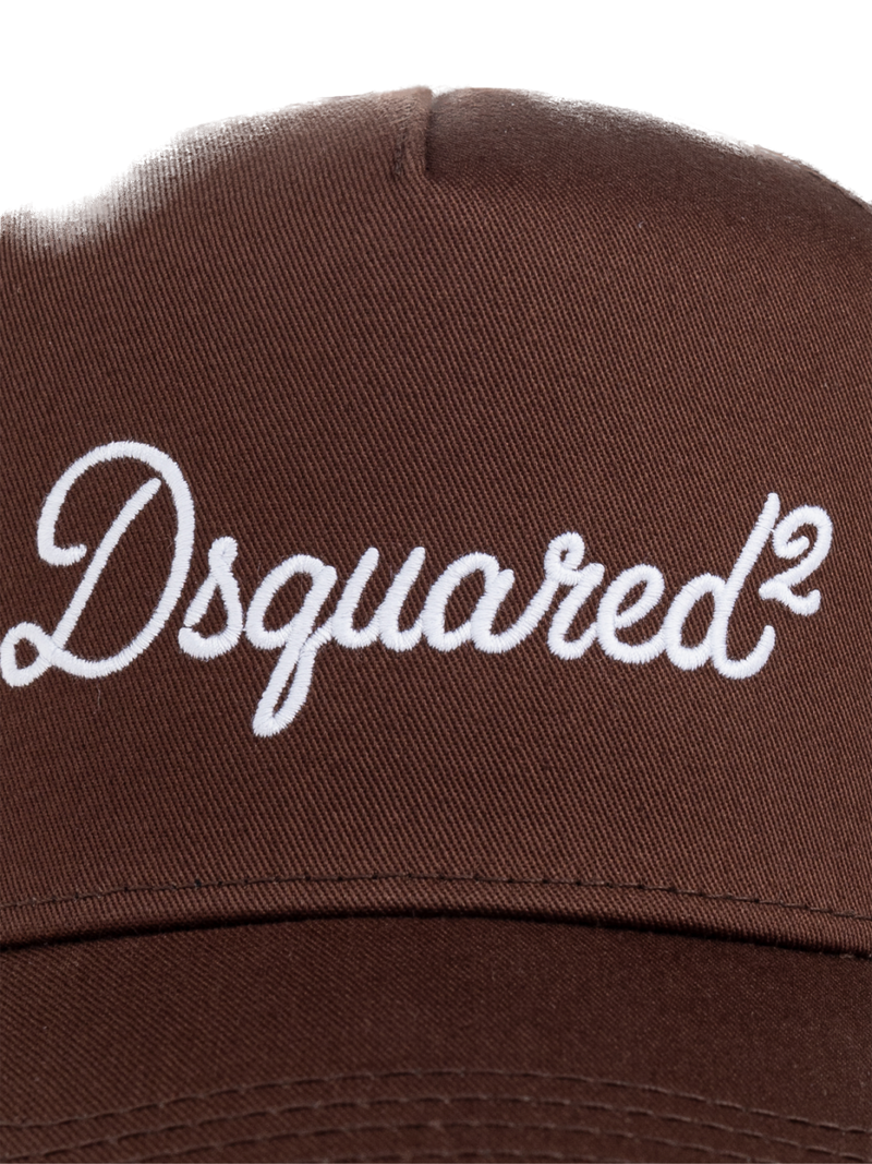 Dsquared2 Bcm097605c000015080 Embroidered Logo Baseball Cap — Brown Cotton Caps