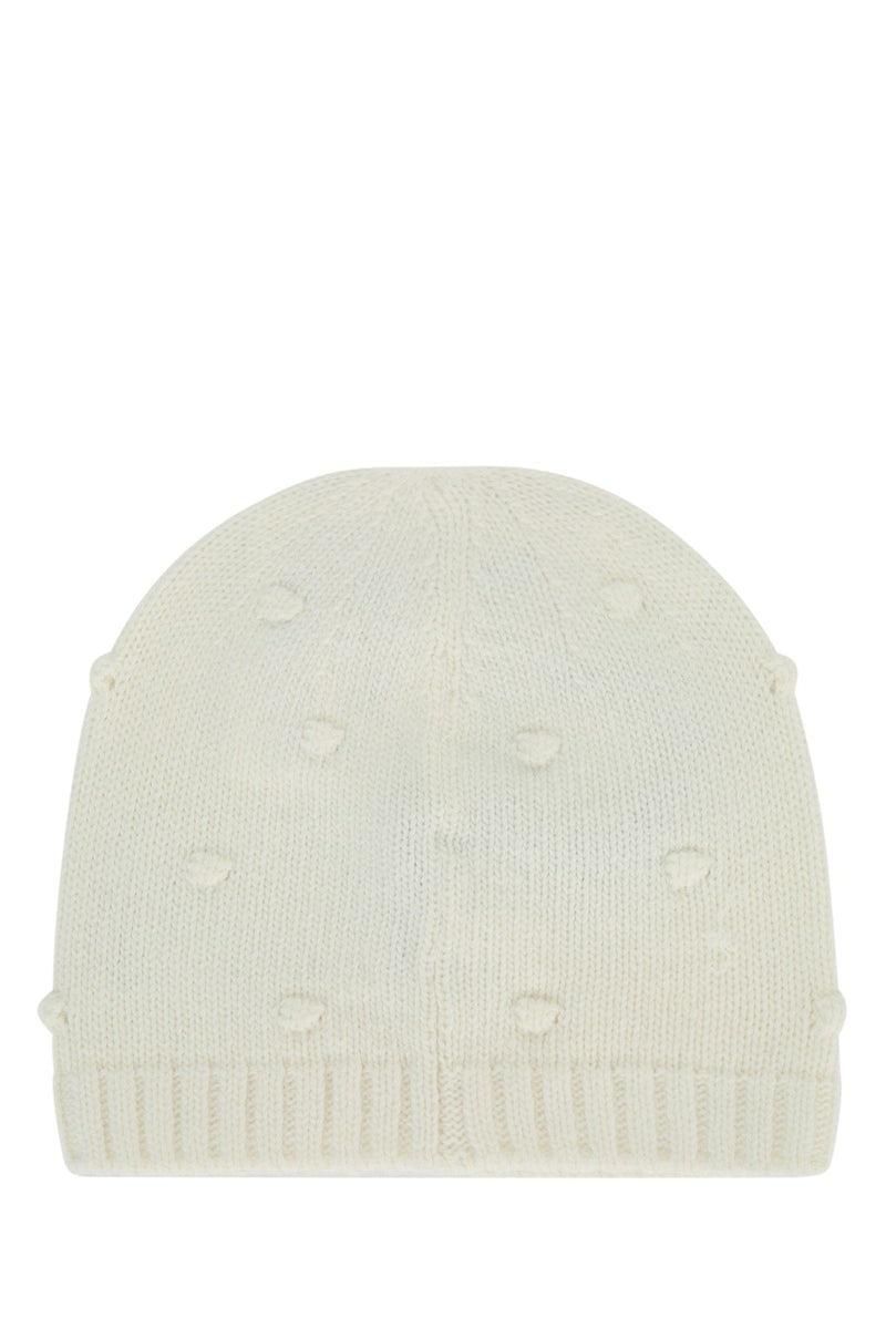 Moncler Jr Hat Knit Beanie — White Beanies