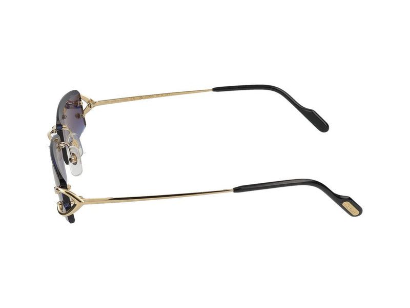 Cartier Ct0465s Rimless Gold-Metal Sunglasses — Blue