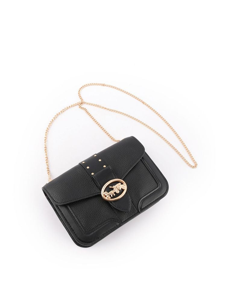 Coach Georgie Crossbody Bag — Black Leather