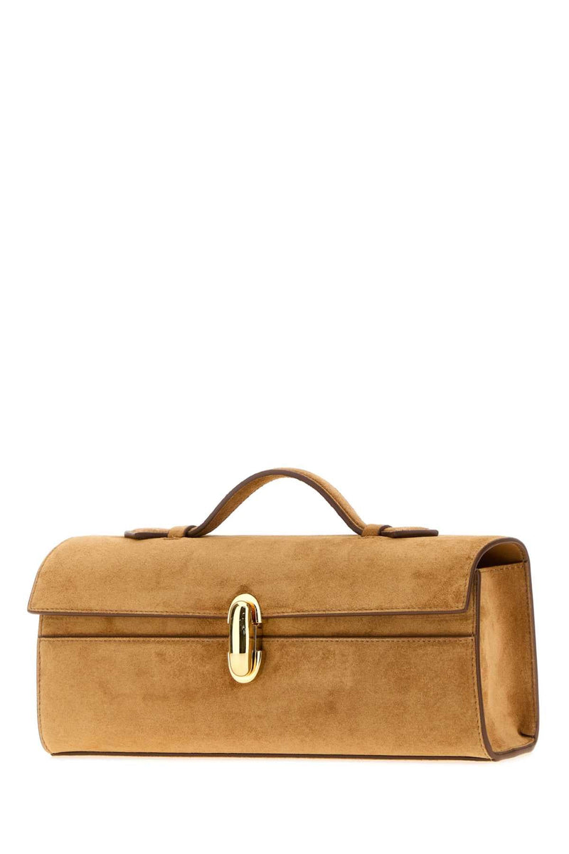 Savette Slim Symmetry Pochette Top Handle Bag — Beige