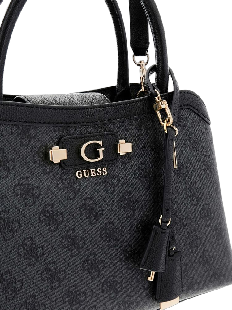 Guess Logo Jacquard Polyurethane Shoulder Bag — Black