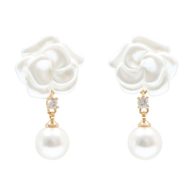 Self-Portrait Pearl Flower Earrings — White Synthetic