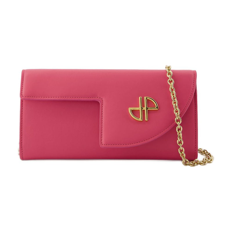 Patou Chain-Strap Calfskin Wallet — Pink